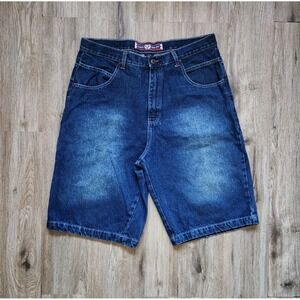 Thirty Below Baggy Jean Shorts Jorts Mens Size 36x13" Inseam Blue Y2K Vtg Skater